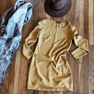 American Apparel Mustard Crepe Shift Dress XS NWOT